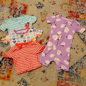 Bundle of 4 Carters 2t shorts sleepers